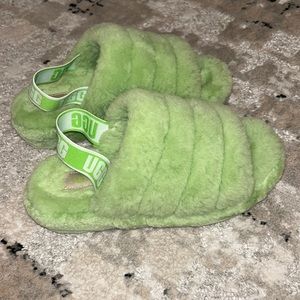 Light green ugh fluff yeah slippers